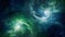 Nebulous Green and Interplanetary Blue Cosmic Abstract Pattern