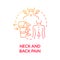 Neck and back pain gradient red concept icon