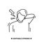 Neck pain icon. Man suffering stiff neck. Simple vector pictogram