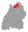 Neckar-Odenwald-Kreis county red highlighted in map of Baden Wuerttemberg Germany