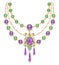 Necklace with amethyst and green gems