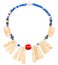 Necklace from carved bone and blue glass beads