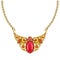 Necklace gold jewelry design vintage art set witn red sapphire.