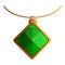 Necklace green pendant icon, cartoon style