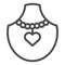 Necklace with heart on manikin line icon. Pendant with heart on mannequin vector illustration isolated on white. Jewelry