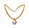 Necklace with Huge Gemstone, Golden Female Accessory