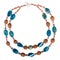 Necklace from kyanite and serpentine natural gems