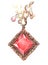 Necklace with a large square red dragon stone