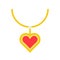 Necklace and ruby heart pendant, jewelry related icon, flat design