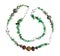 Necklace from tumbled green aventurine isolated