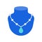 Necklace with turquoise pendant, jewelry related icon, flat design