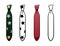 Necktie with four-in-hand knot in four variants set on white background