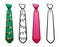 Necktie with half-windsor knot in four variants set on white background