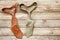 Neckties on wooden background. Top view. Father`s Day.