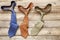 Neckties on wooden background. Top view. Father`s Day.