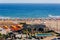 NECOCHEA, BUENOS AIRES, ARGENTINA - JANUARY 5, 2022: Aerial view of the main beach