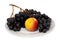 Nectarine and bunch of grapes