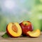 Nectarine fruits in summer with copyspace