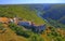 Necven fortress remains on the west side of mountain Promina in Croatia, aerial