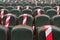Need to sit on a chair separated by a ribbon in the cinema, theater, auditorium. Maintaining a safe social distance in public