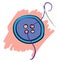 Needle blue button and purple thread vector illustration