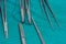 Needle holders with needles and sutures, surgical forceps and sc