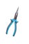 Needle Nose Pliers or pointy pliers, long nose pliers isolated on a white background. Closed blue pliers. Path saved.