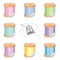 Needle and Pastel Threads Stickers, Silver Thimble