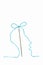 Needle and turquoise thread bow on white backgroun