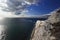 The Needles is a row of three stacks of chalk, Isle of Wight,uk