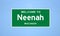 Neenah, Wisconsin city limit sign. Town sign from the USA.