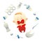 Negative concept template set with separate plastic and crying baby. Stop plastic pollution, decomposition, trash. Say