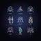 Negative feelings neon light icons set