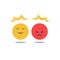 Negative or positive reaction, good or bad attitude, opposite opinion, mood swing, emotion control, smile or angry emoji