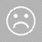 Negative smiley icon on black striped background, outline design. Vector