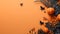 Negative Space Spiderweb Background with Pumpkin