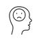 Negative Thinking Line Icon. Mental Disorder, Bad Mood Linear Pictogram. Pessimism, Frustration Symbol. Unhappy