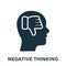 Negative Thinking Silhouette Icon. Thumb Down in Human Head Pessimism and Frustration Symbol. Mental Disorder, Bad Mood