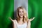 Negerian concept with happy Surprised cute girl with Nigeria flag background. Travel and education concept