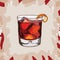 Negroni Contemporary classic cocktail illustration. Alcoholic bar drink hand drawn vector. Pop art