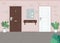 Neighbor apartment doors flat color vector illustration
