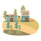 Neighborhood houses in landscape isolated icon