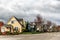 Neighborhood of Scandinavian-style houses in a suburb in Paulsboro, Washington, USA