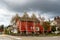 Neighborhood of Scandinavian-style houses in a suburb in Paulsboro, Washington, USA