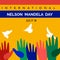 Nelson Mandela Day flag card hand bird