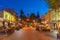 NELSON, NEW ZEALAND, FEBRUARY 4, 2020: Night view of Trafalgar street leading to Christ church cathedral in Nelson, New Zealand