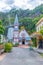 NELSON, NEW ZEALAND, FEBRUARY 5, 2020: Historial church and windmill at Founders Heritage Park at Nelson, New Zealand