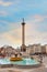 Nelson`s Column at Trafalgar Square in London, UK