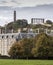 Nelsons and National Monuments from Holyrood Palace grounds
