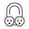 Nema 5-15 connector power outlet line art icon for apps or websites